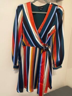Striped Wrap Dress in Multicolor